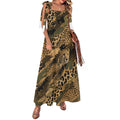 180gsm Ankle-length Slip Dress With Straps(All-Over Printing) - Cheetah camouflage