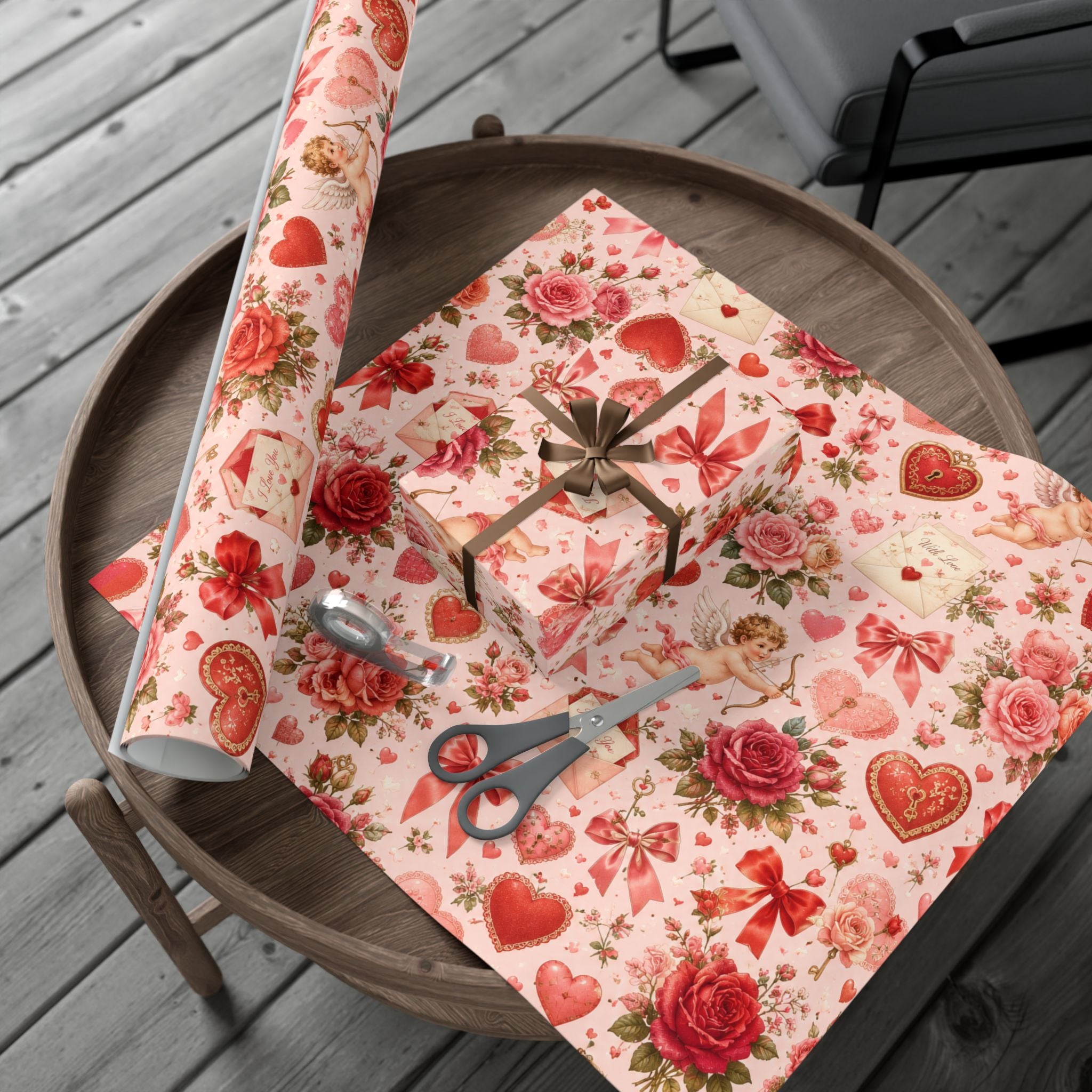 Gift Wrap Paper — Romantic vintage Valentine pattern