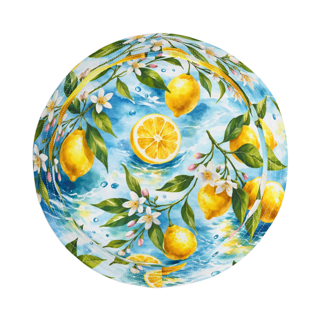 Lemon Blossom Bucket Hat — Tropical Citrus Floral Print Summer Hat