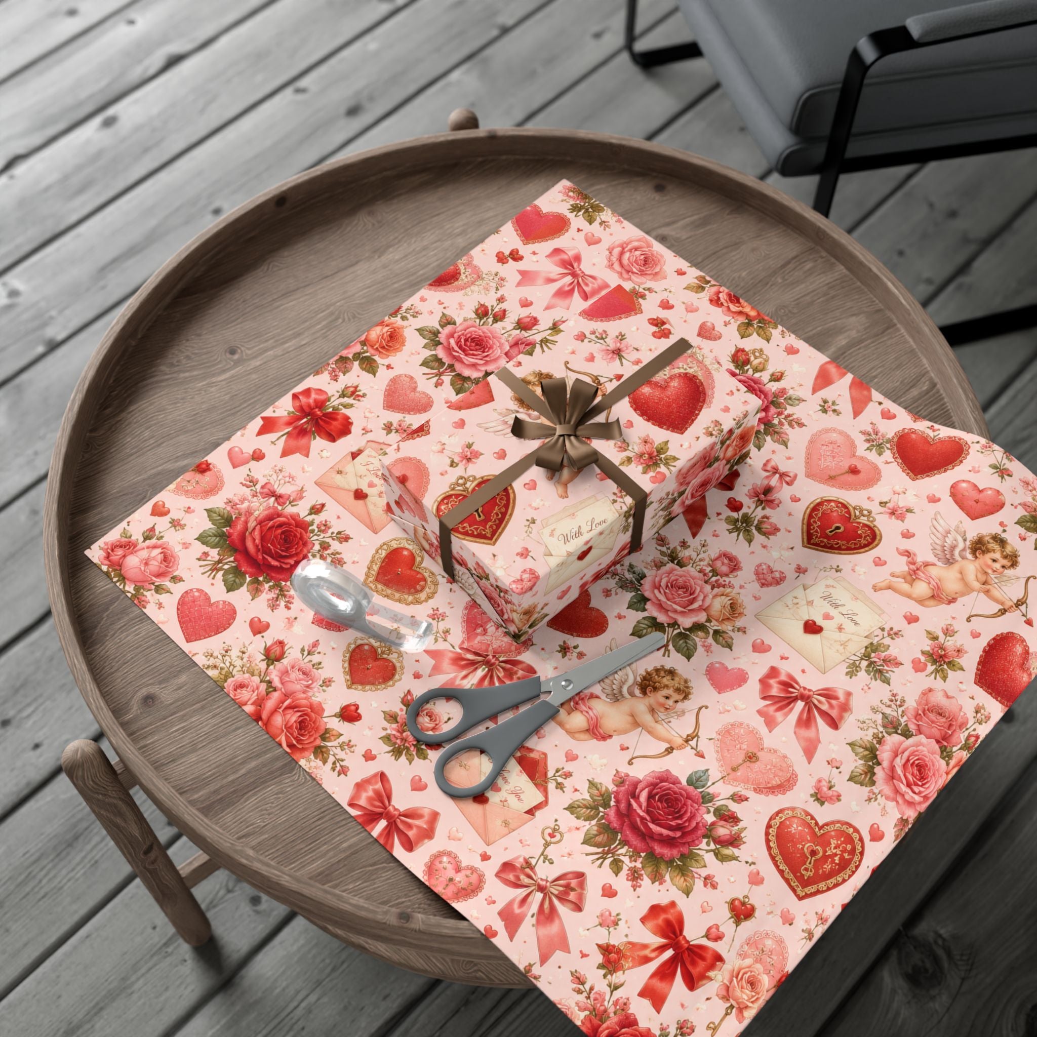 Gift Wrap Paper — Romantic vintage Valentine pattern