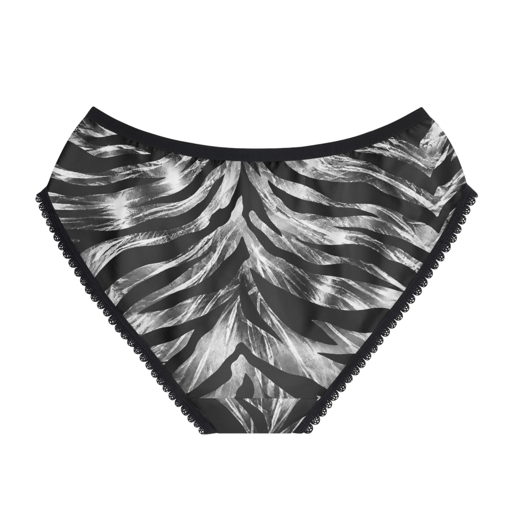 Women's Briefs — Swirling zebra stripes with metallic sheen