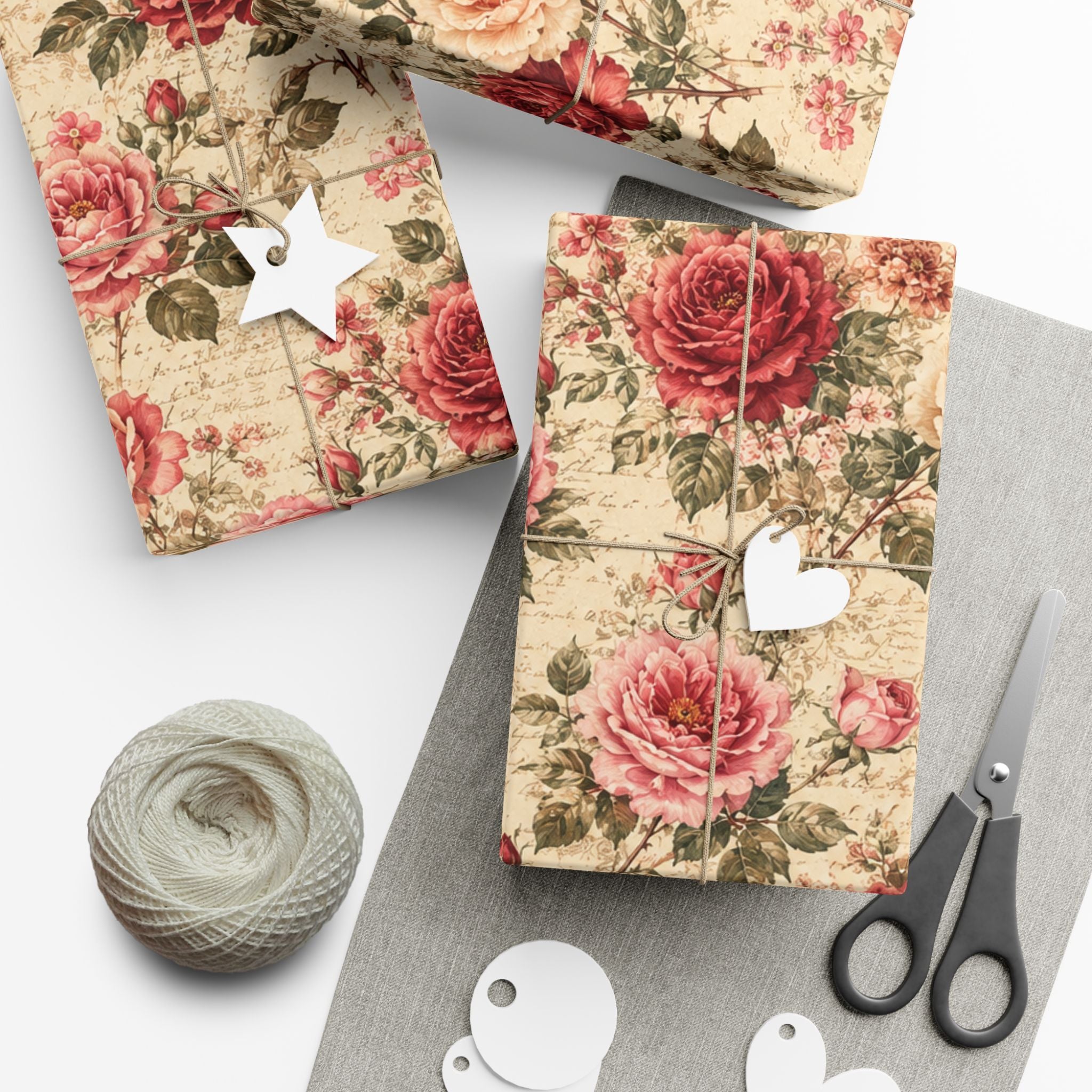 Gift Wrap Paper — Vintage rose floral Romantic Shabby Chic Wrapping Sheets