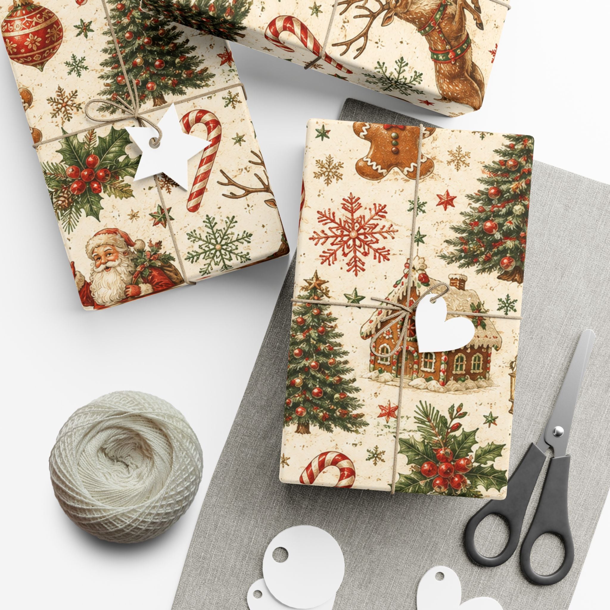 Gift Wrap Paper — Retro vintage holiday pattern decorations