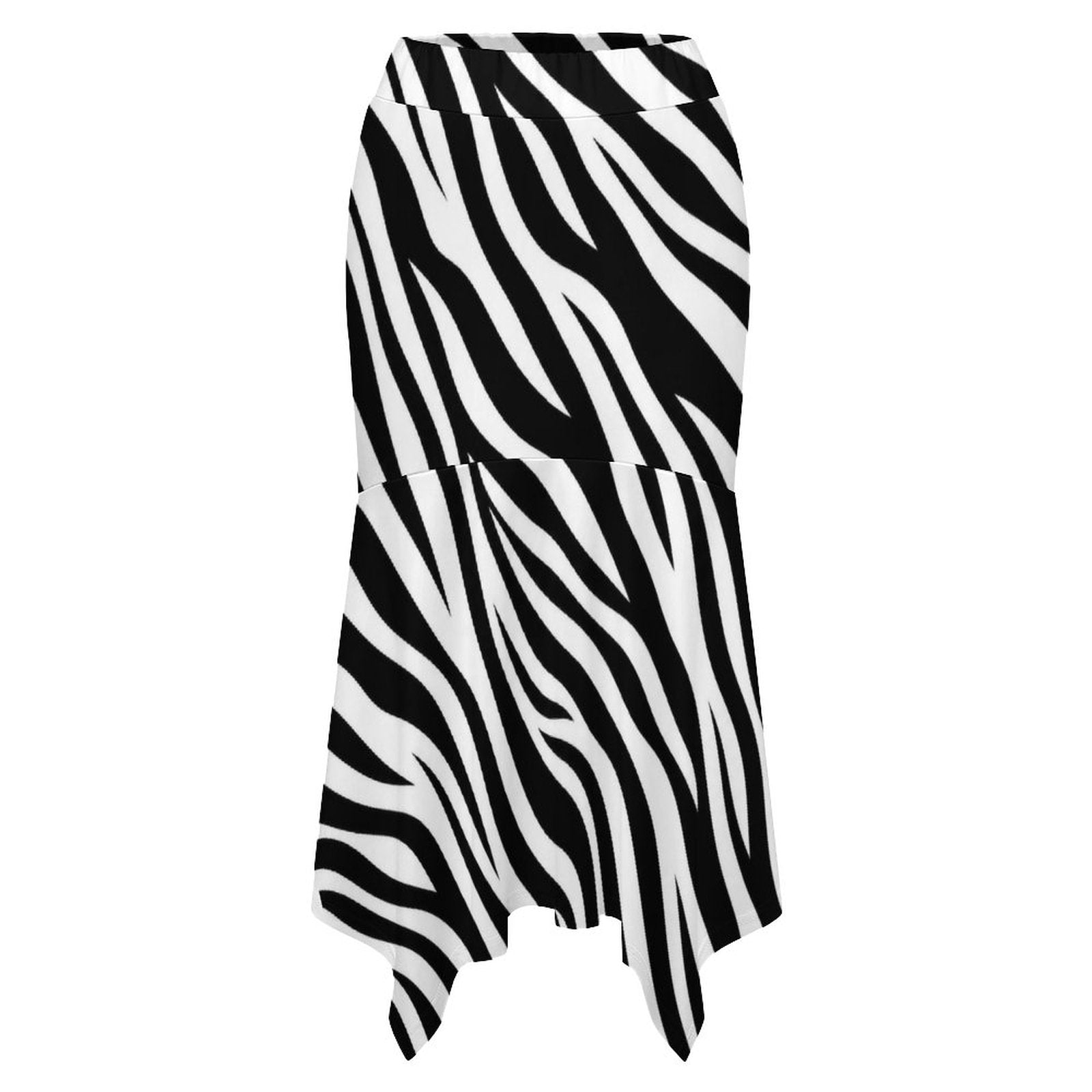 180gsm Irregular Hemmed Skirt(All-Over Printing) - Zebra-stripe pattern