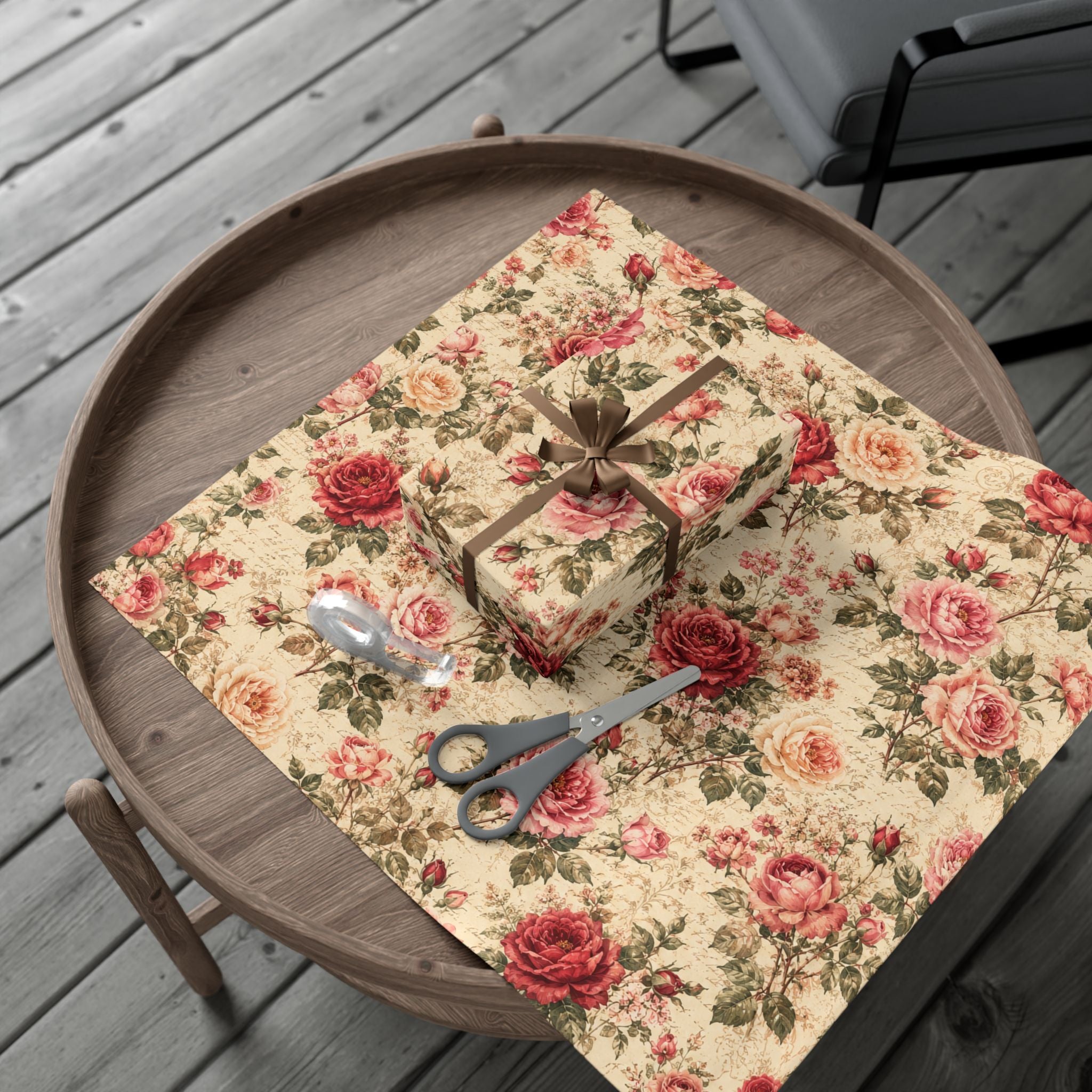 Gift Wrap Paper — Vintage rose floral Romantic Shabby Chic Wrapping Sheets