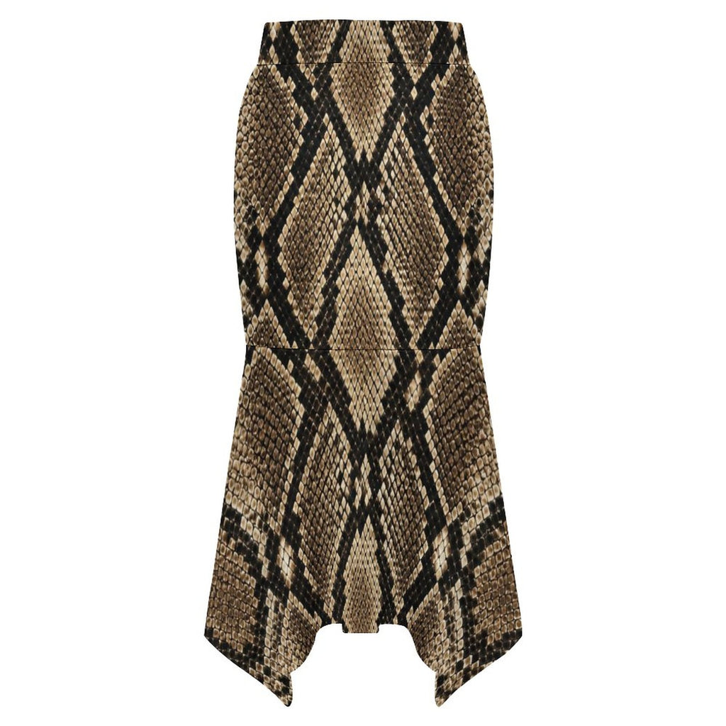 180gsm Irregular Hemmed Skirt(All-Over Printing) - Snake skin Pattern
