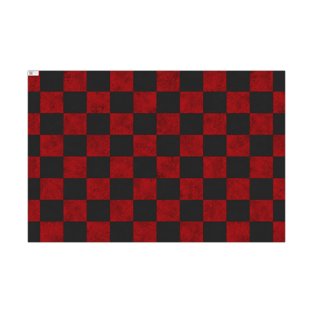 Gift Wrap Paper — Grungy red and black checkerboard pattern