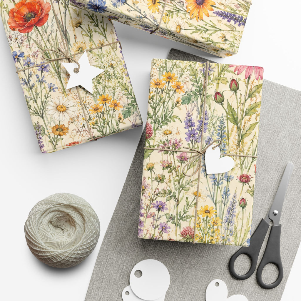 Gift Wrap Paper — Wildflower meadow watercolor pattern