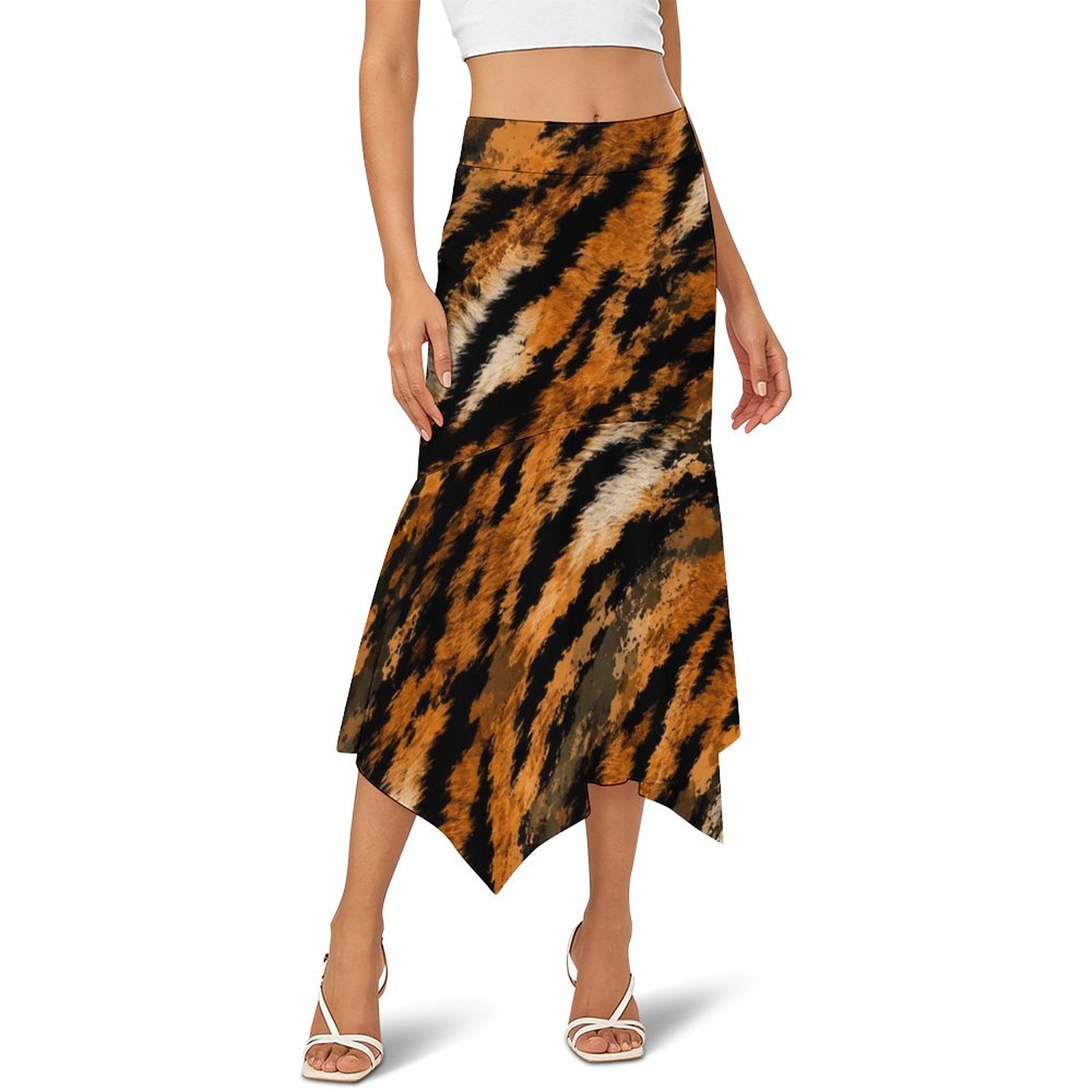180gsm Irregular Hemmed Skirt(All-Over Printing) - tiger-fur camouflage