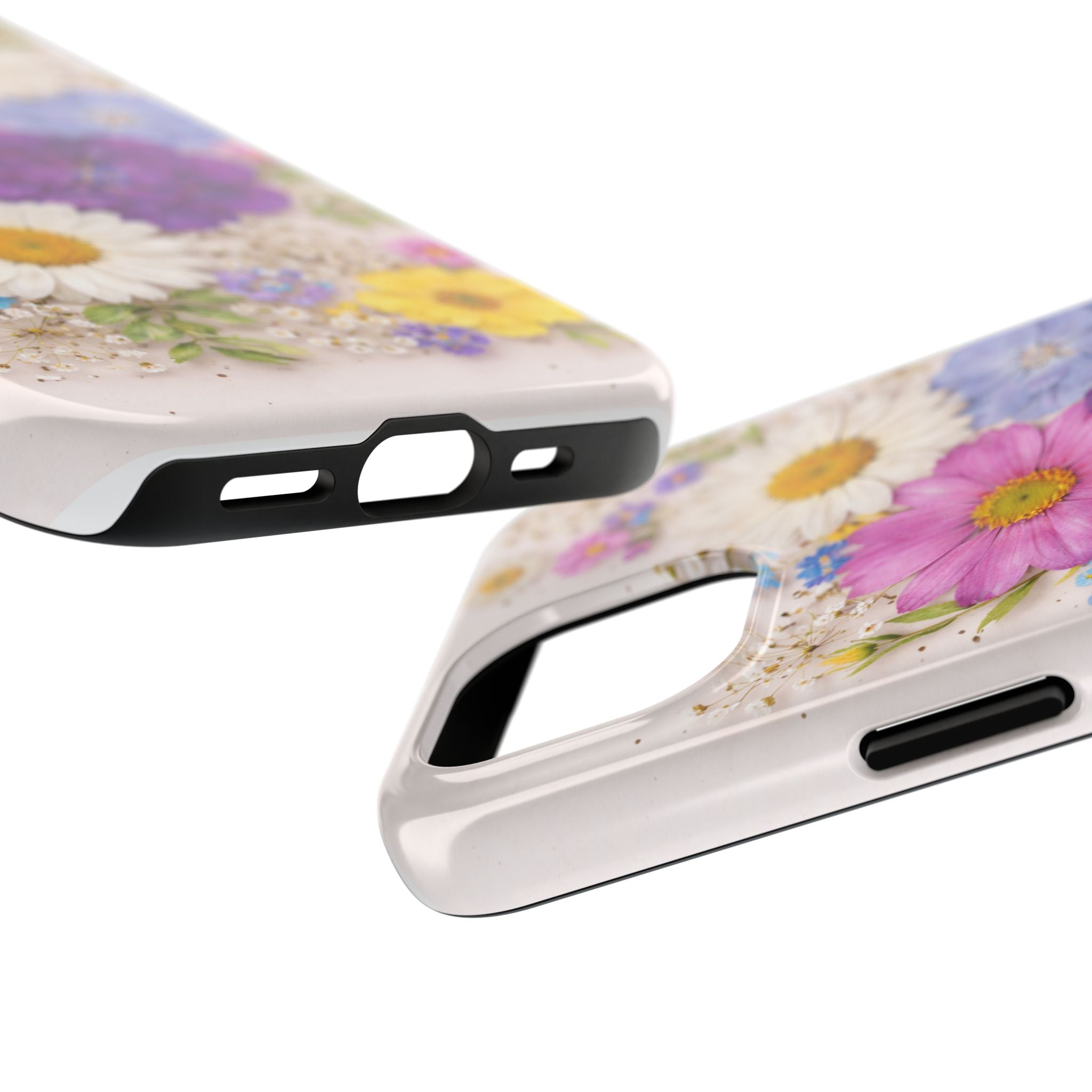 Pressed Flower Phone Case — Soft Hues Floral Arrangement