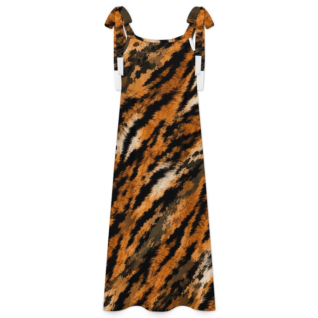 180gsm Ankle-length Slip Dress With Straps(All-Over Printing) - Zebra-stripe pattern