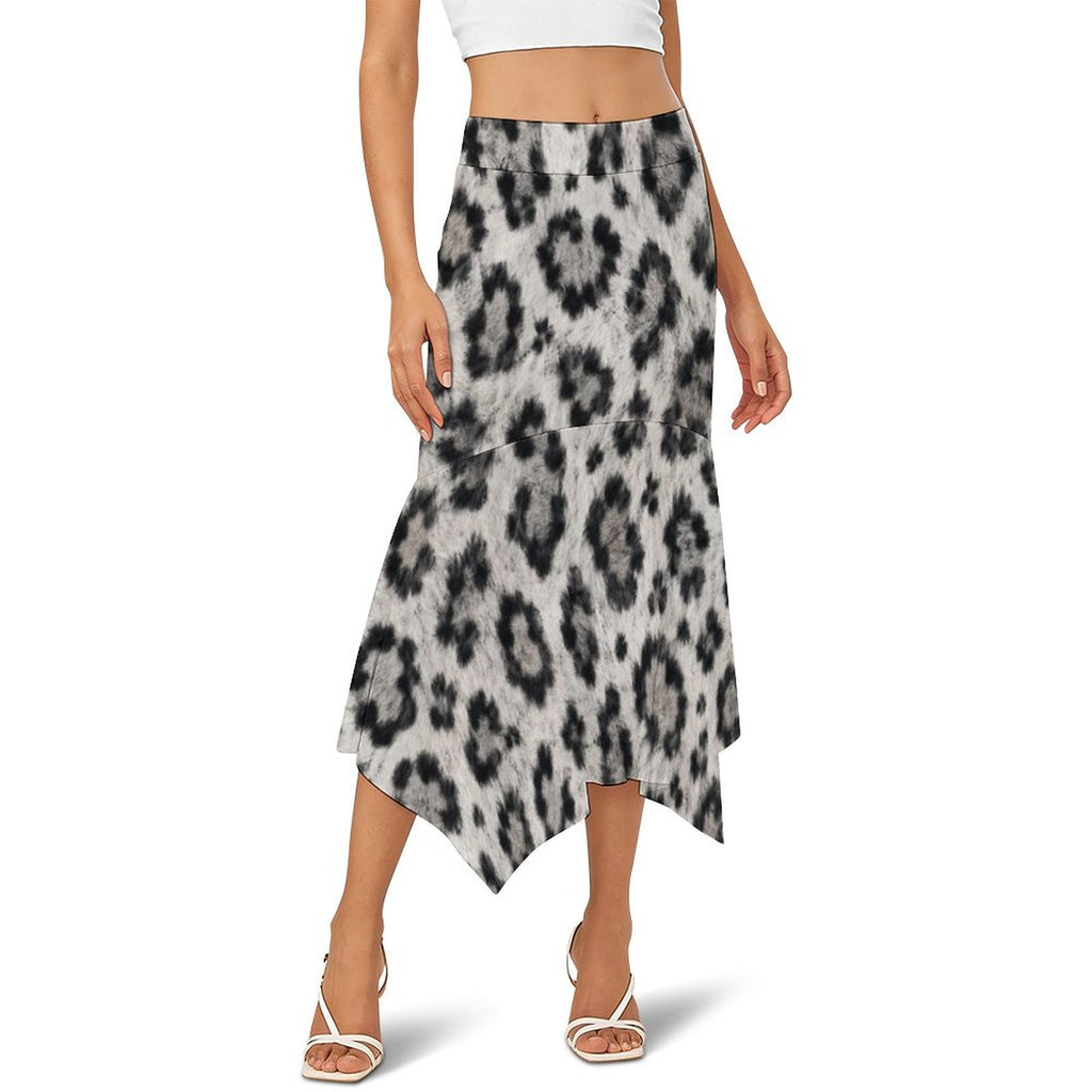 180gsm Irregular Hemmed Skirt(All-Over Printing) - Snow leopard