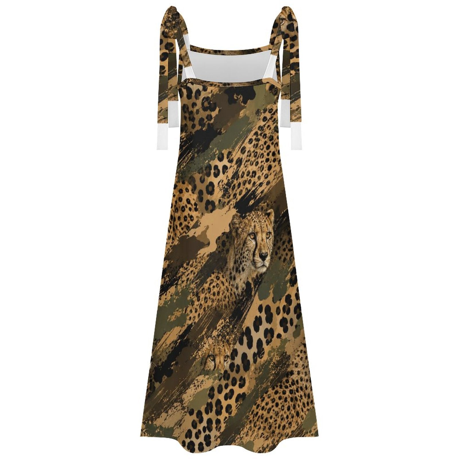 180gsm Ankle-length Slip Dress With Straps(All-Over Printing) - Cheetah camouflage