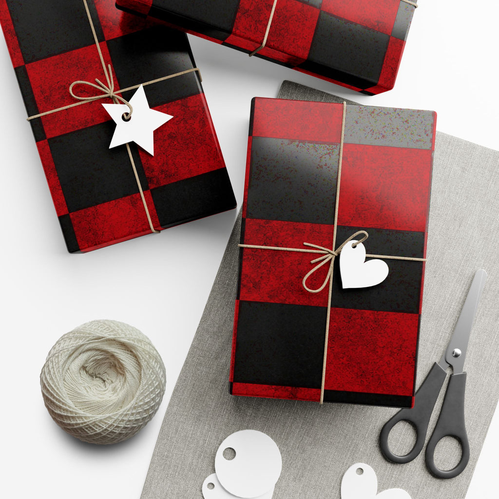 Gift Wrap Paper — Grungy red and black checkerboard pattern