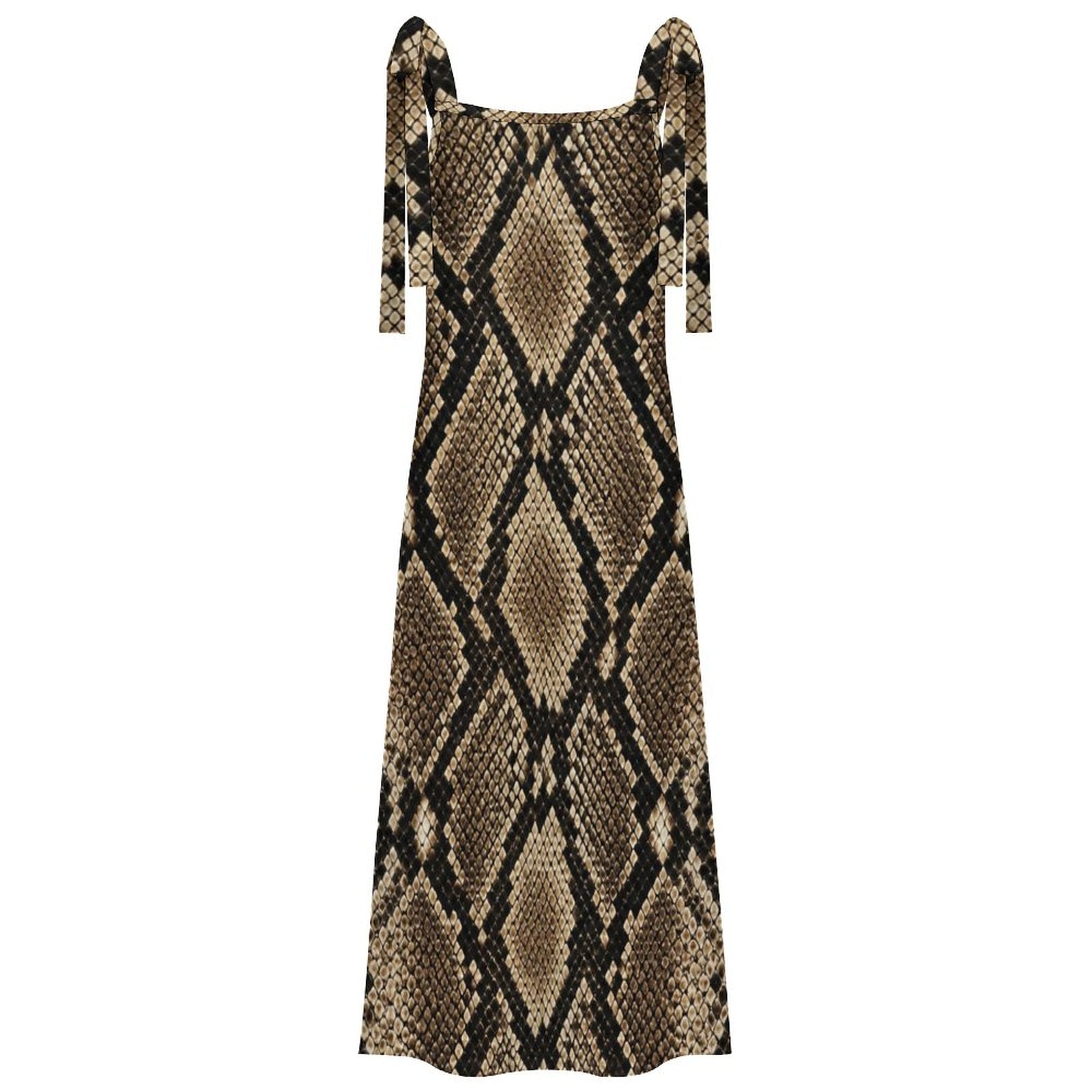 180gsm Ankle-length Slip Dress With Straps(All-Over Printing) - Snake skin Pattern