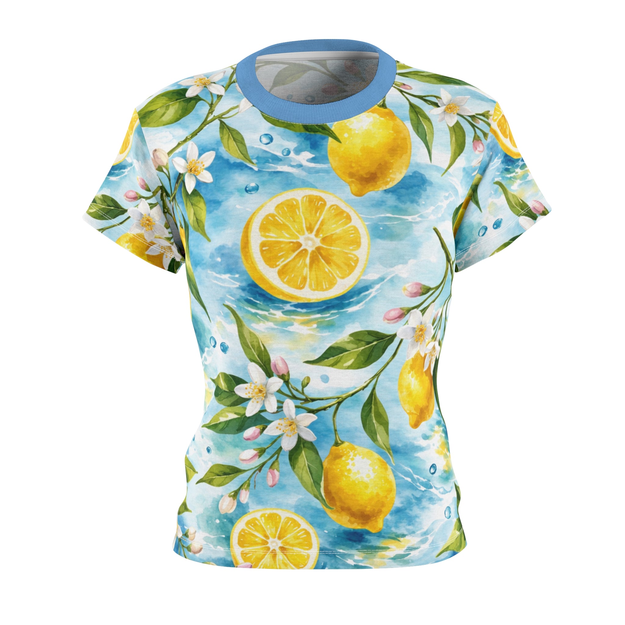 Lemon Blossom Women's Tee – All-Over Print Citrus Floral Shirt