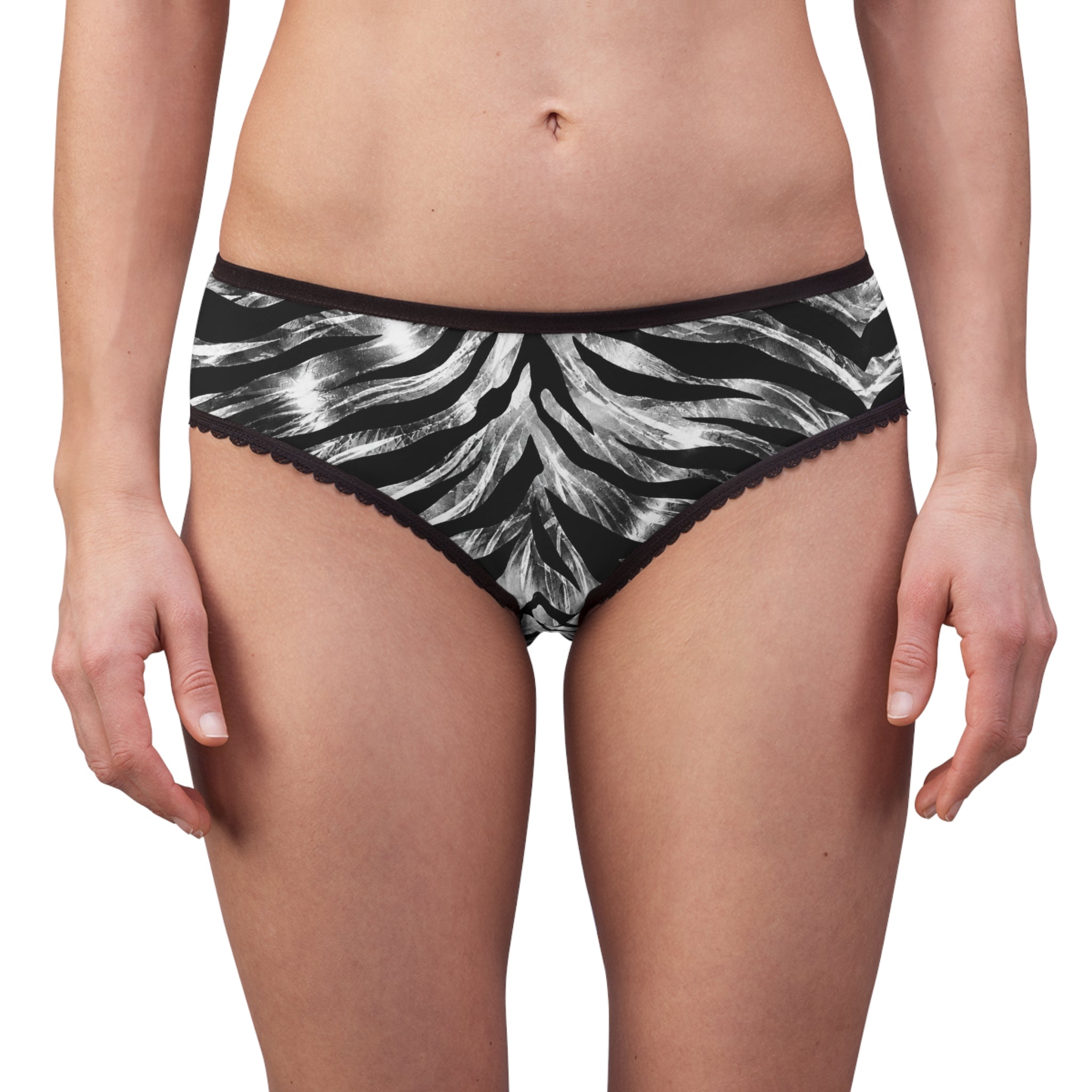 Women's Briefs — Swirling zebra stripes with metallic sheen