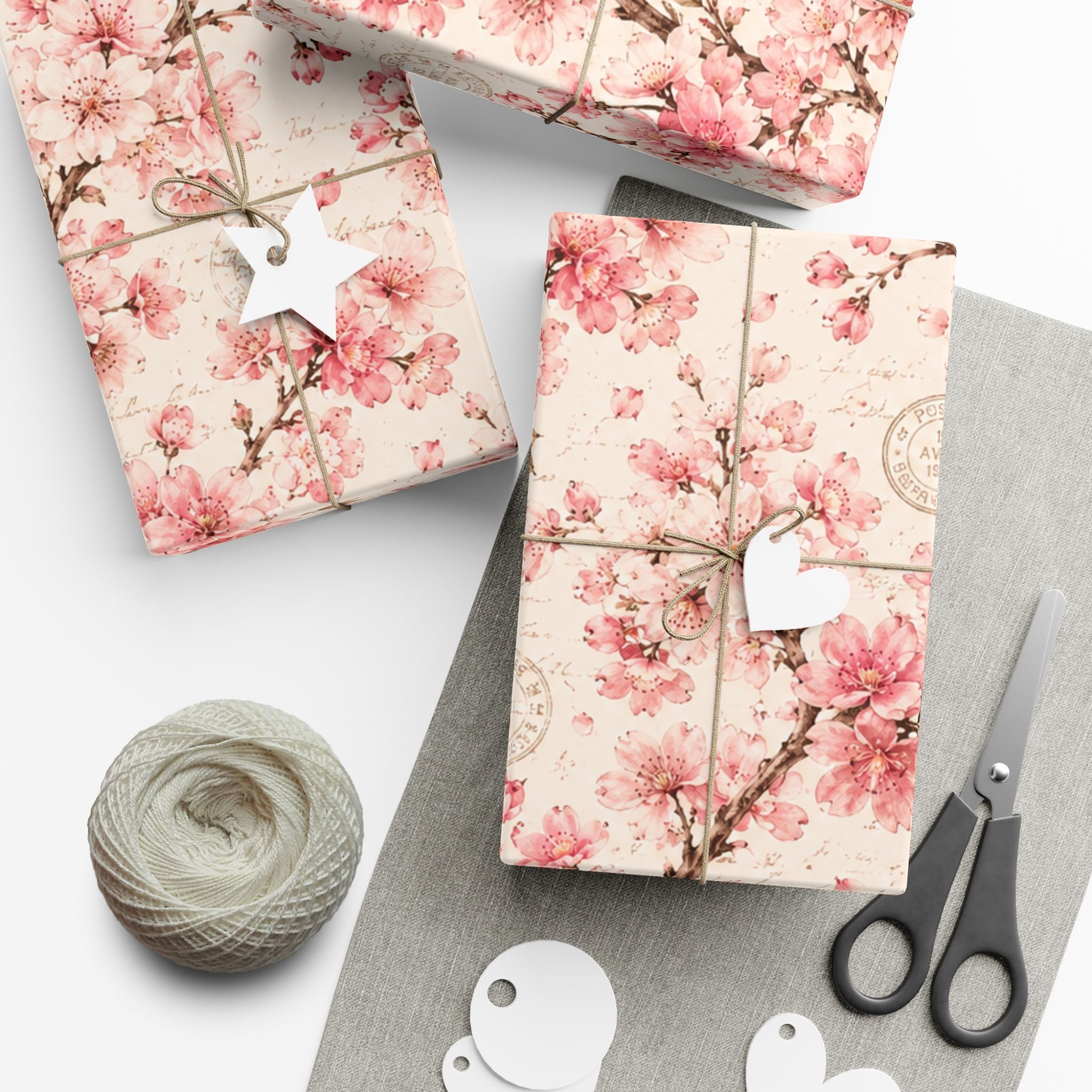 Gift Wrap Paper — Vintage sakura with postal accents
