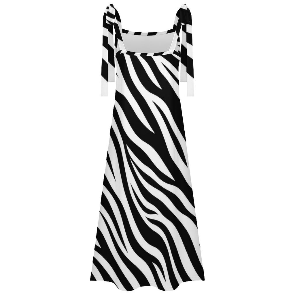 180gsm Ankle-length Slip Dress With Straps(All-Over Printing) - Zebra-stripe pattern