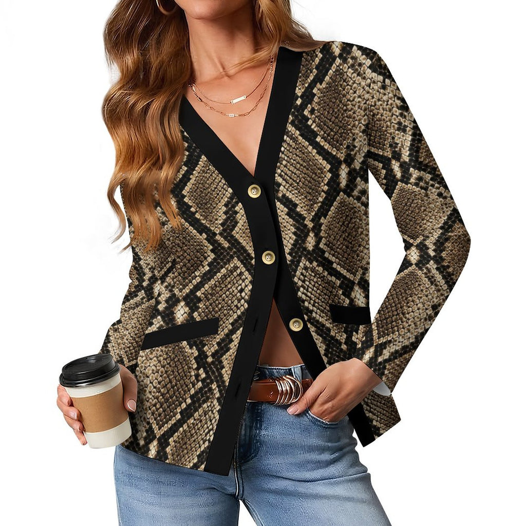 170gsm Women's Lightweight Cardigan(All-Over Printing) - Snake skin Pattern