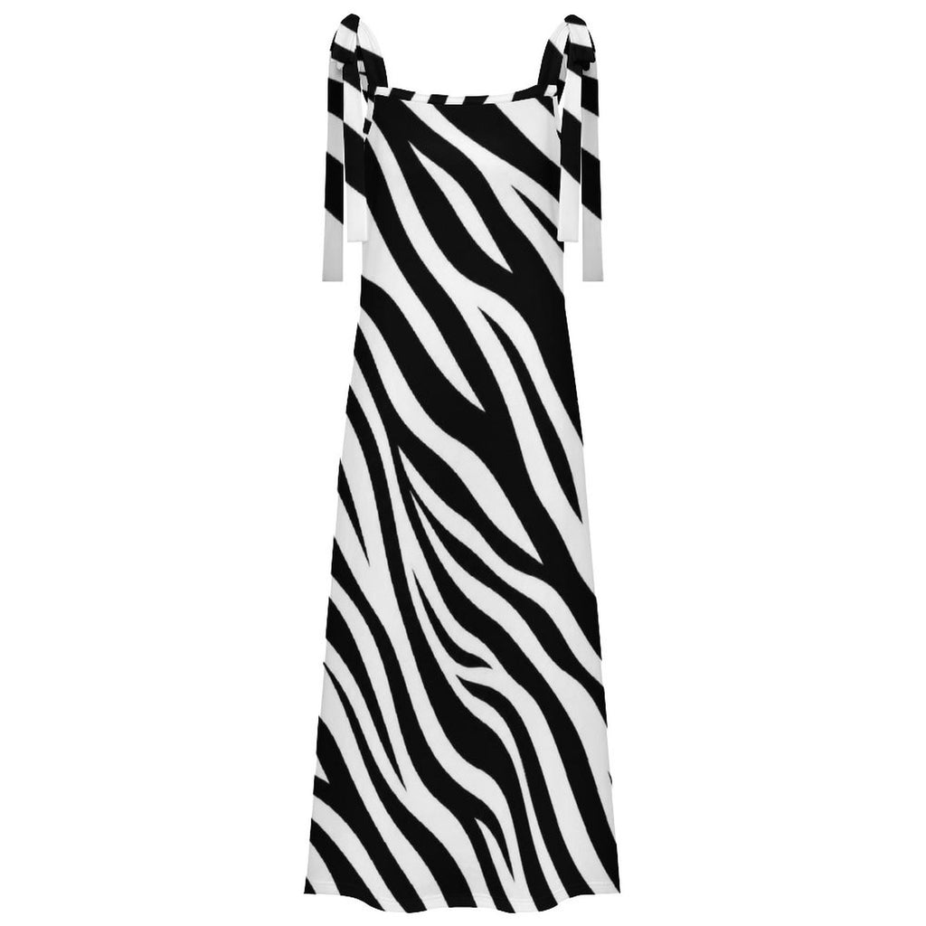 180gsm Ankle-length Slip Dress With Straps(All-Over Printing) - Zebra-stripe pattern