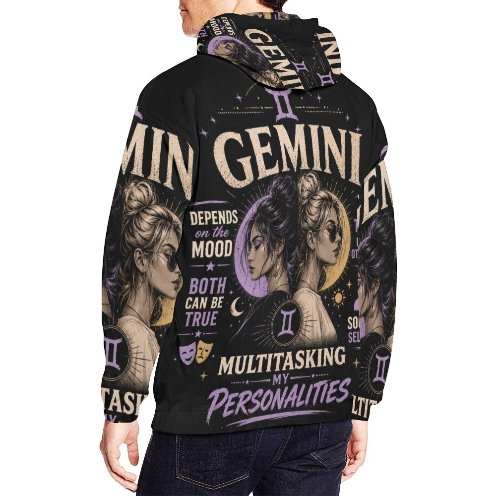 AOP Hoodie - Gemini - Multitasking my personalities Men's All Over Print Hoodie (USA Size) (Model H13)