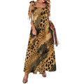 180gsm Ankle-length Slip Dress With Straps(All-Over Printing) - Cheetah camouflage texture