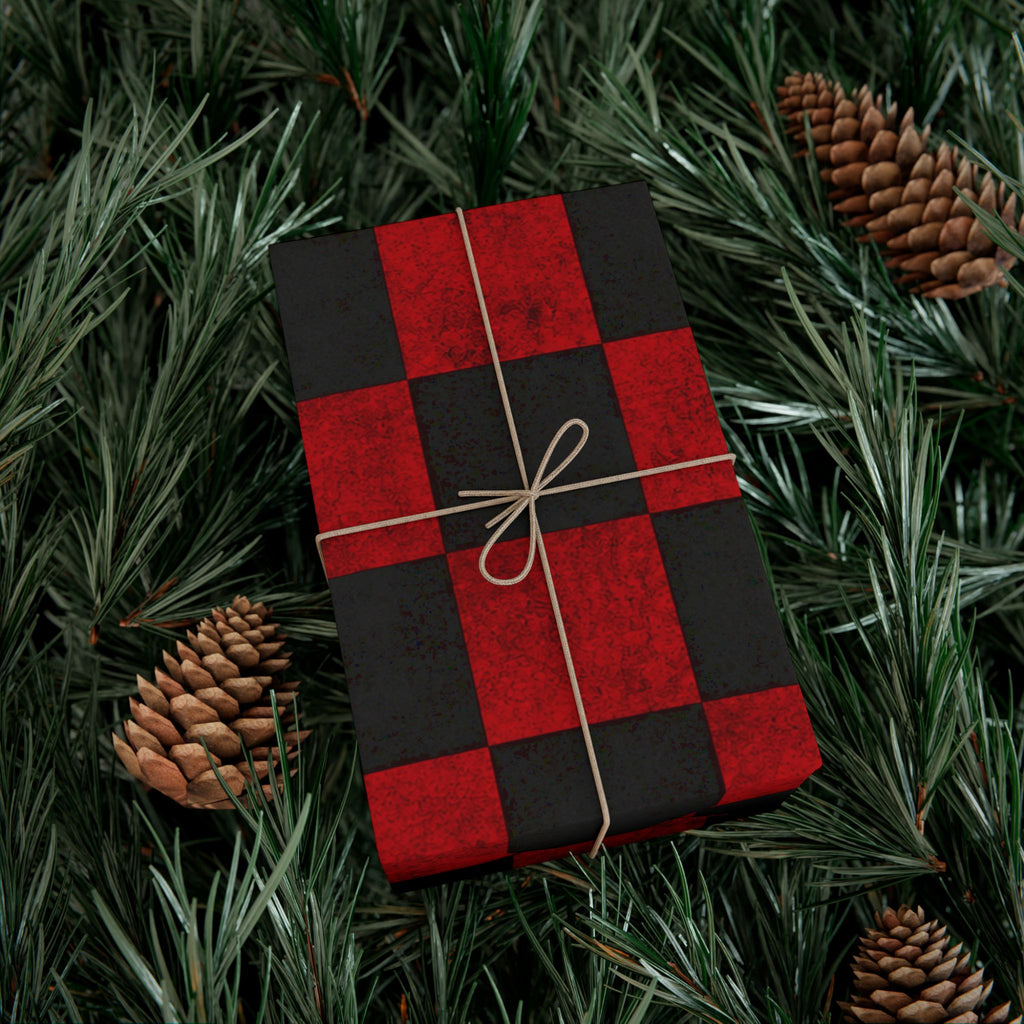 Gift Wrap Paper — Grungy red and black checkerboard pattern