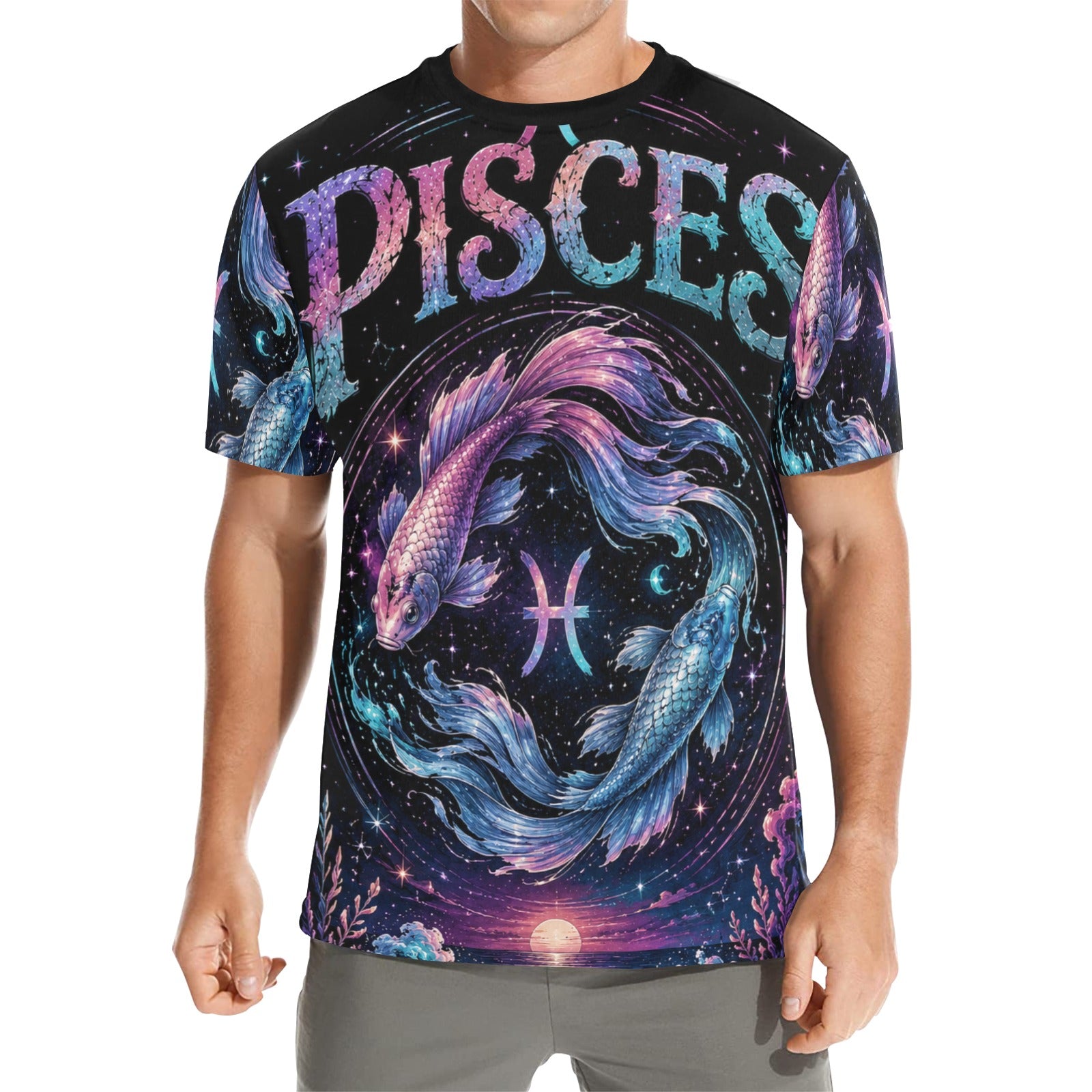 AOP T-Shirt - Pisces - Dreaming in Cosmic Men's All Over Print Crew Neck T-Shirt(T40-2)
