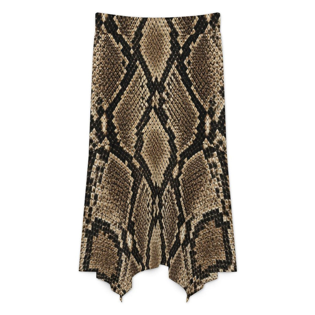 180gsm Irregular Hemmed Skirt(All-Over Printing) - Snake skin Pattern
