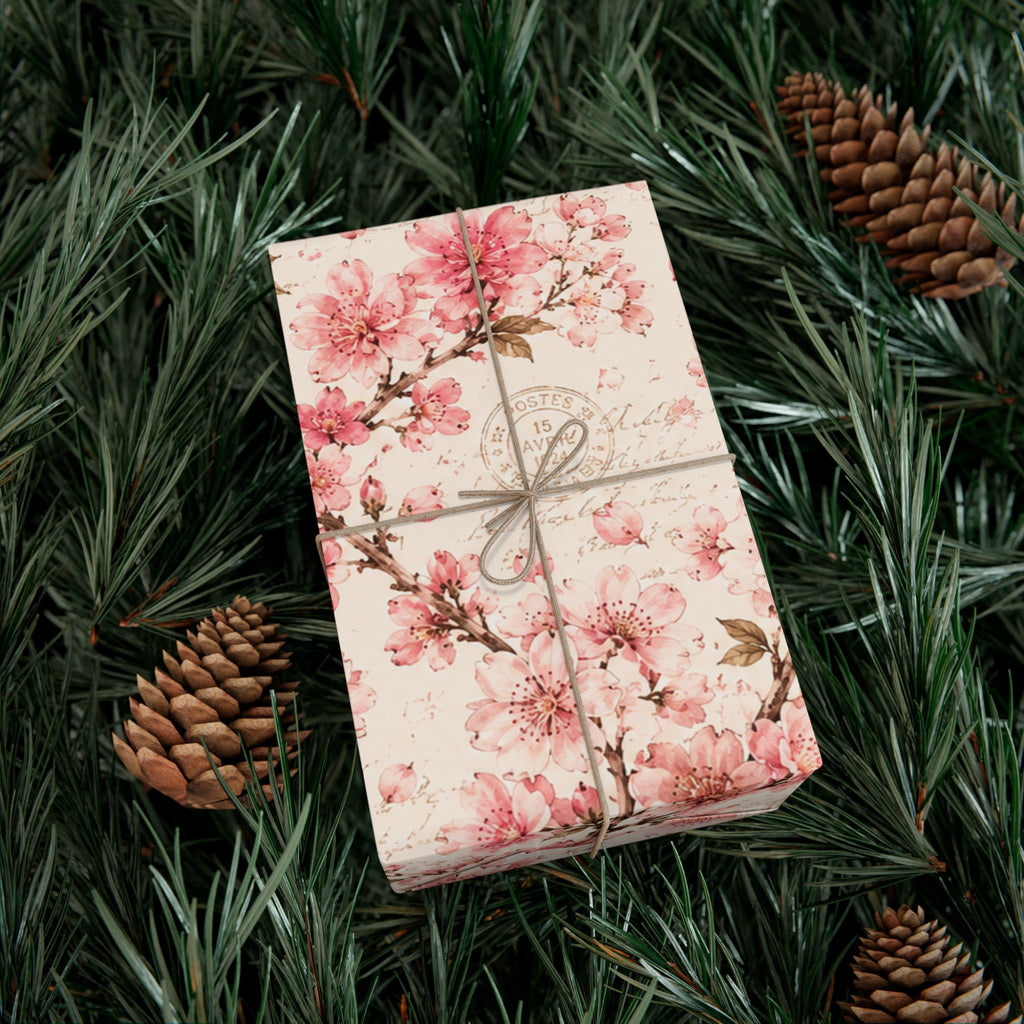 Gift Wrap Paper — Vintage sakura with postal accents