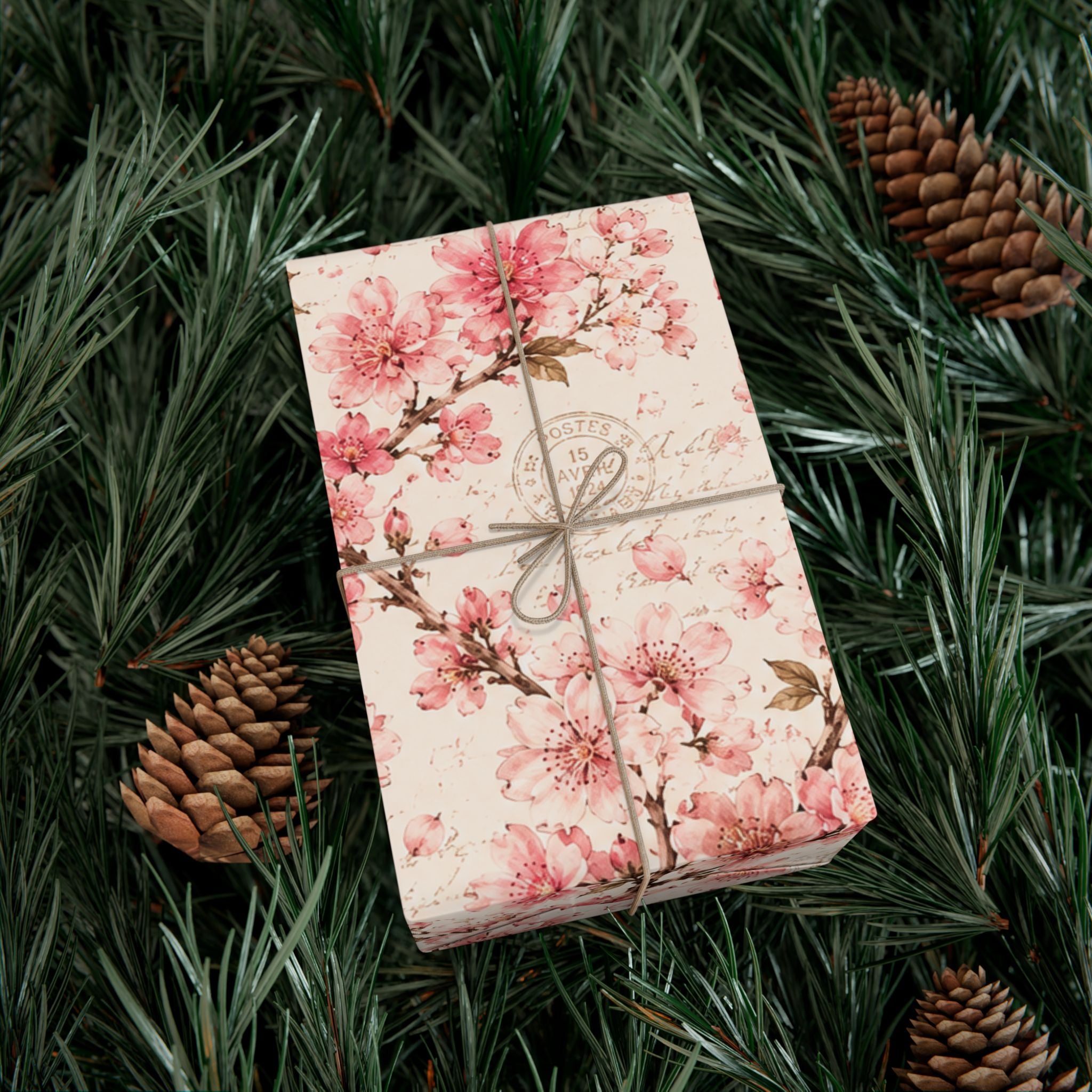 Gift Wrap Paper — Vintage sakura with postal accents