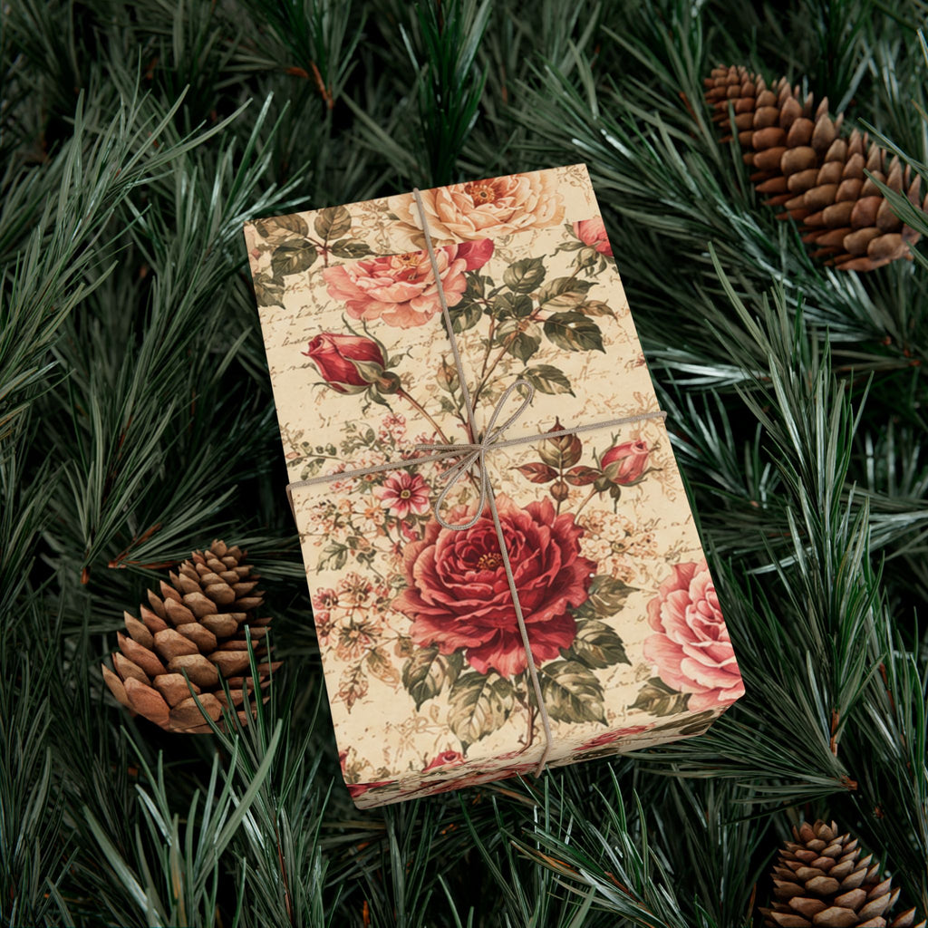 Gift Wrap Paper — Vintage rose floral Romantic Shabby Chic Wrapping Sheets