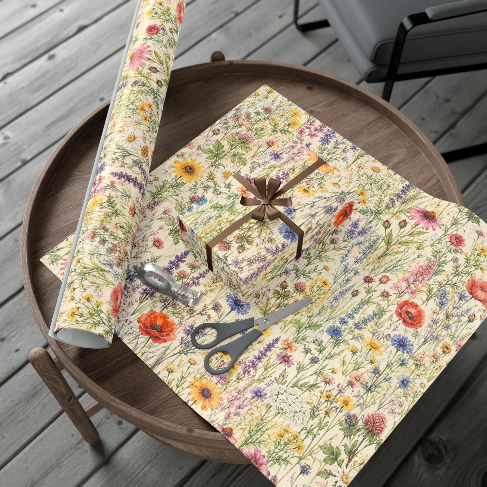 Gift Wrap Paper — Wildflower meadow watercolor pattern