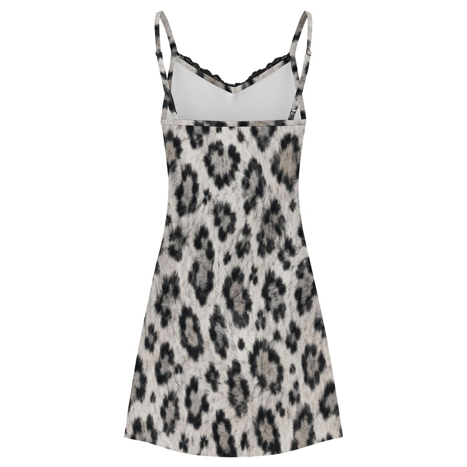 200gsm Lace Camisole Pajama Dress(All-Over Printing) - Snow leopard