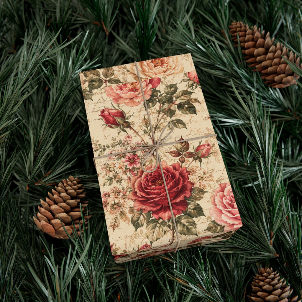 Gift Wrap Paper — Vintage rose floral Romantic Shabby Chic Wrapping Sheets