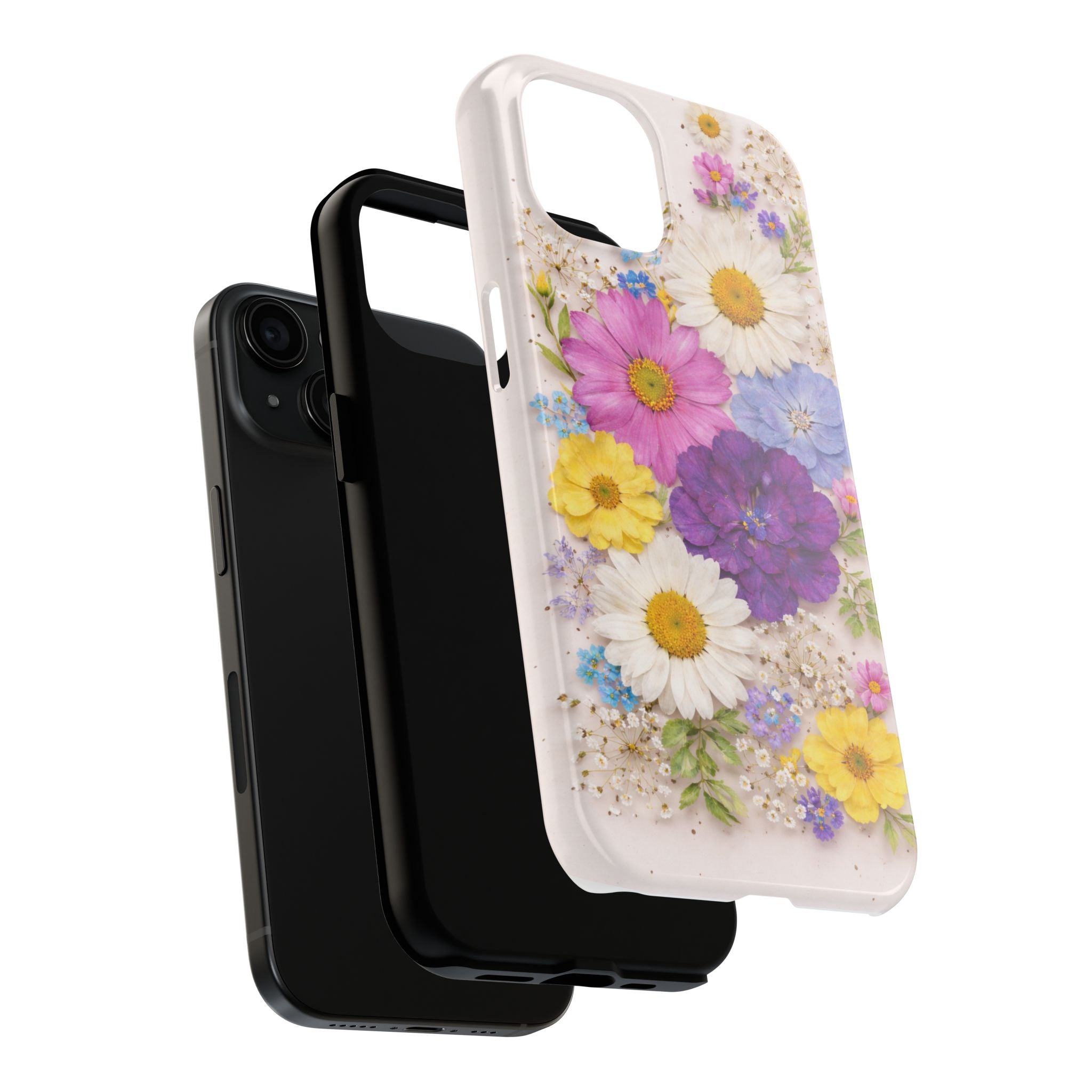 Pressed Flower Phone Case — Soft Hues Floral Arrangement