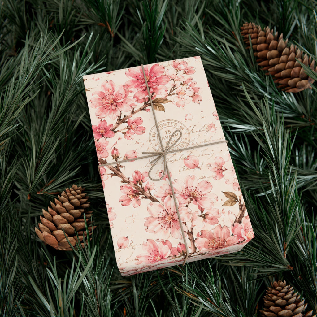 Gift Wrap Paper — Vintage sakura with postal accents