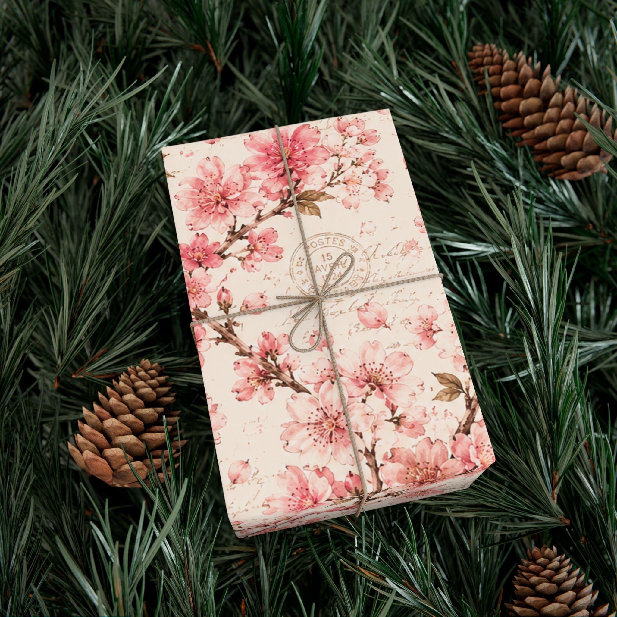 Gift Wrap Paper — Vintage sakura with postal accents