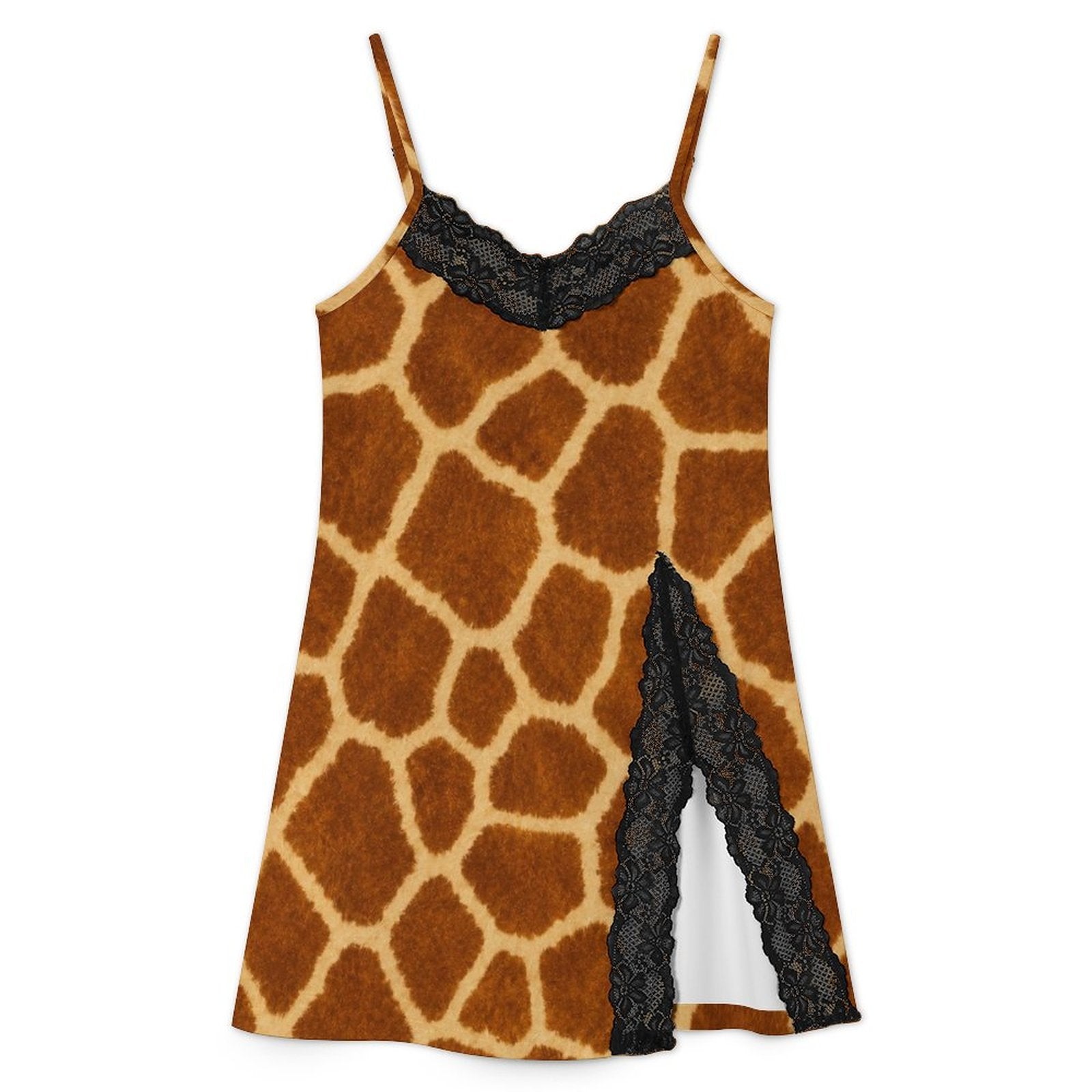 200gsm Lace Camisole Pajama Dress(All-Over Printing) - Giraffe Hide