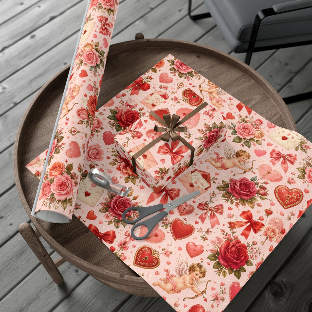 Gift Wrap Paper — Romantic vintage Valentine pattern