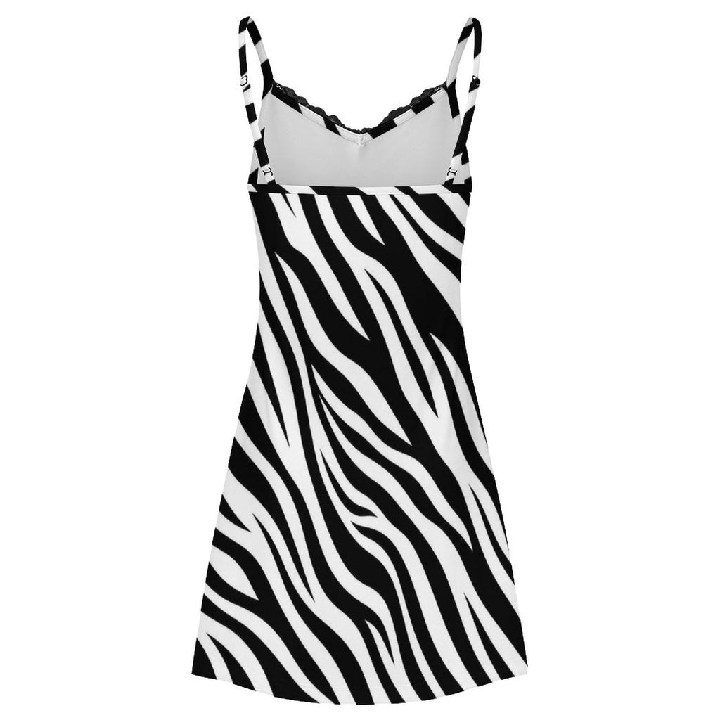 200gsm Lace Camisole Pajama Dress(All-Over Printing) - Zebra-stripe pattern
