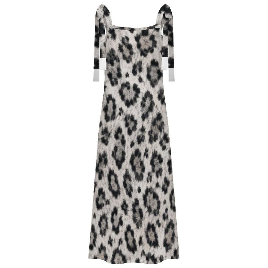 180gsm Ankle-length Slip Dress With Straps(All-Over Printing) - Snow leopard
