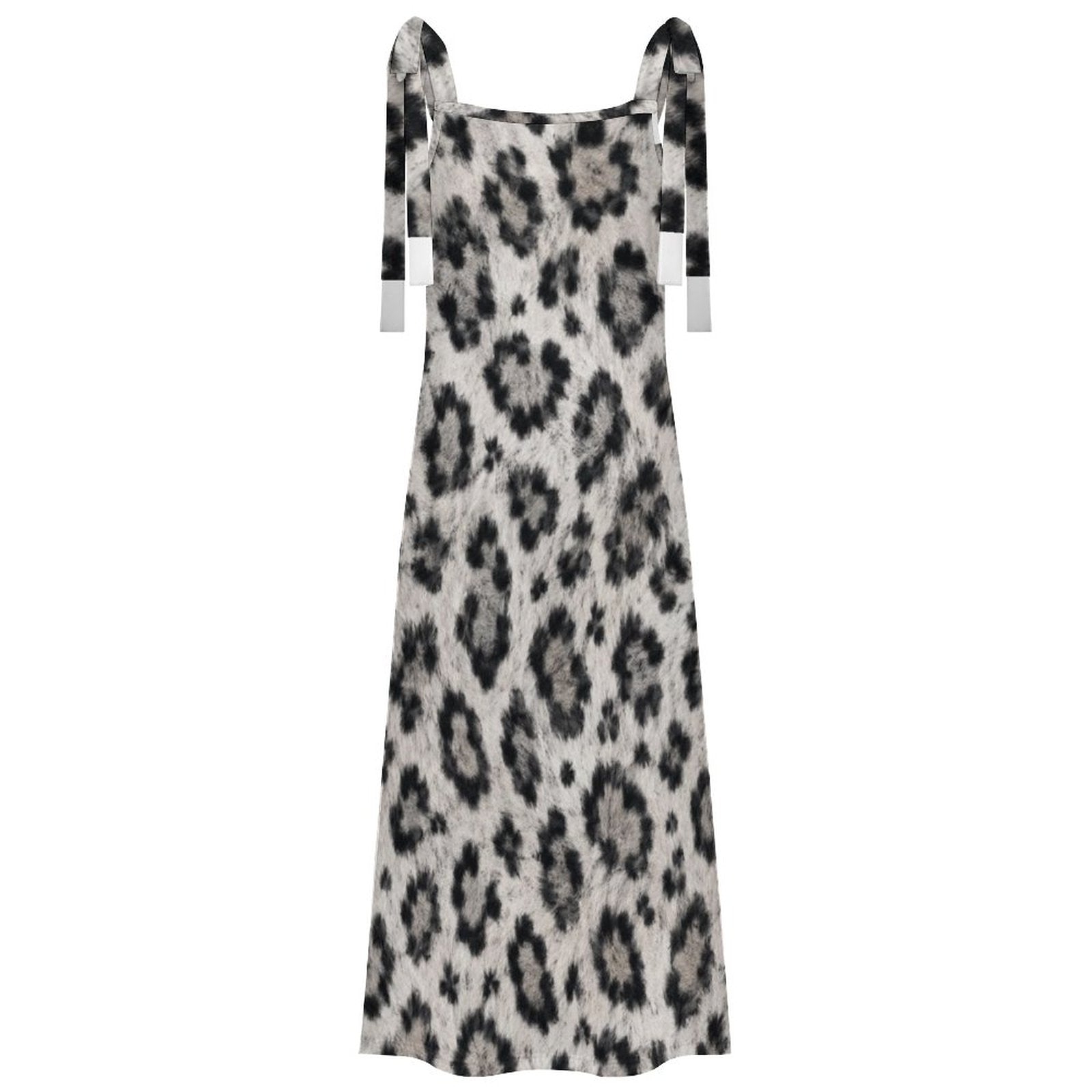 180gsm Ankle-length Slip Dress With Straps(All-Over Printing) - Snow leopard