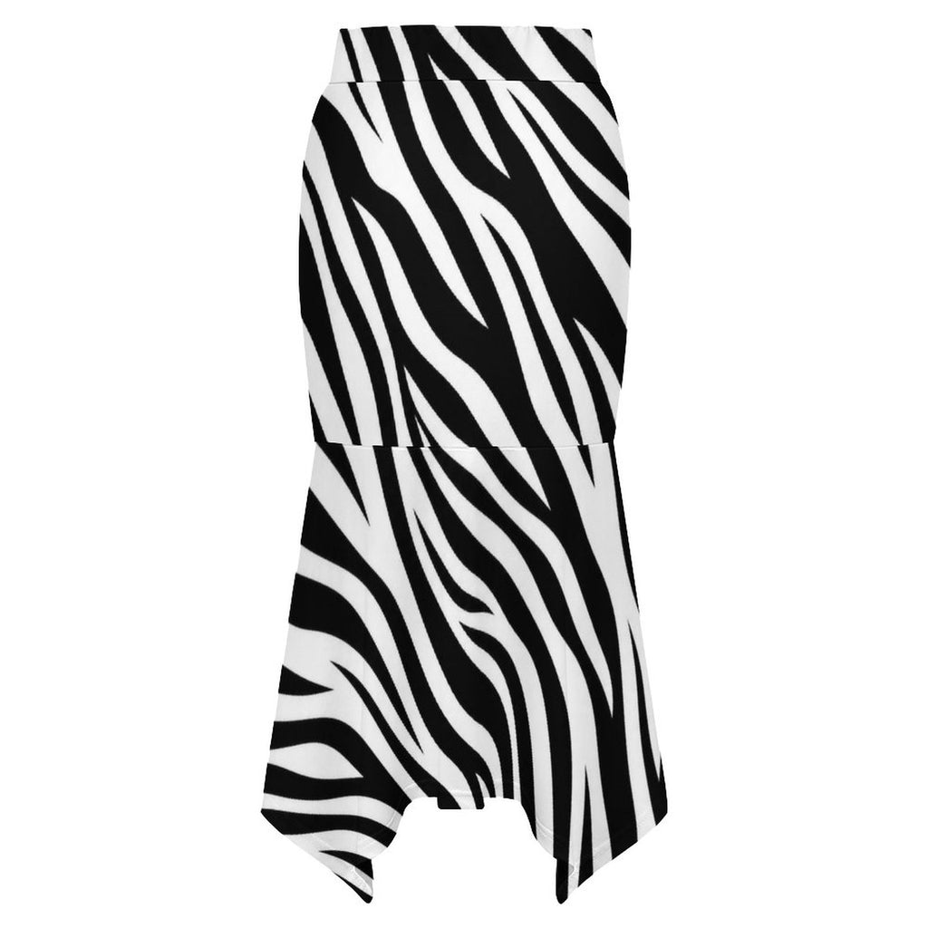 180gsm Irregular Hemmed Skirt(All-Over Printing) - Zebra-stripe pattern