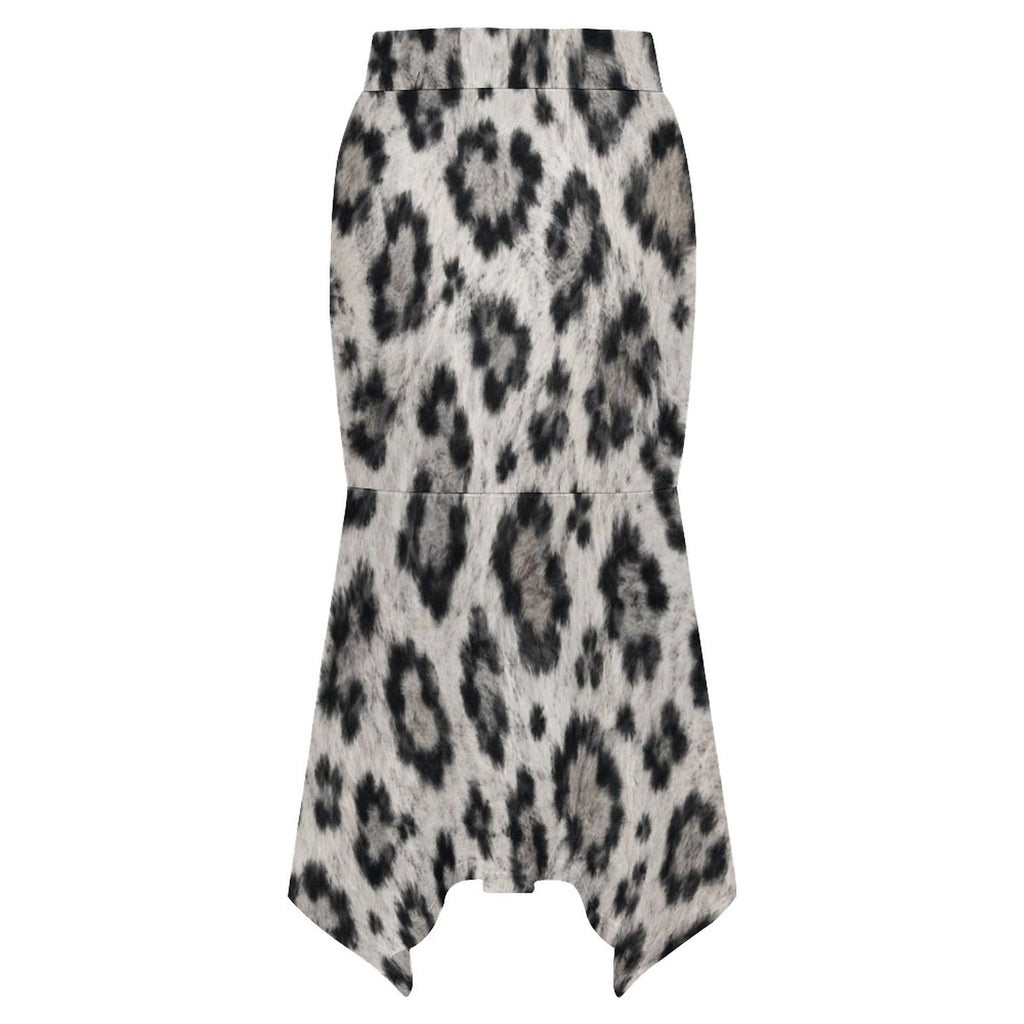 180gsm Irregular Hemmed Skirt(All-Over Printing) - Snow leopard