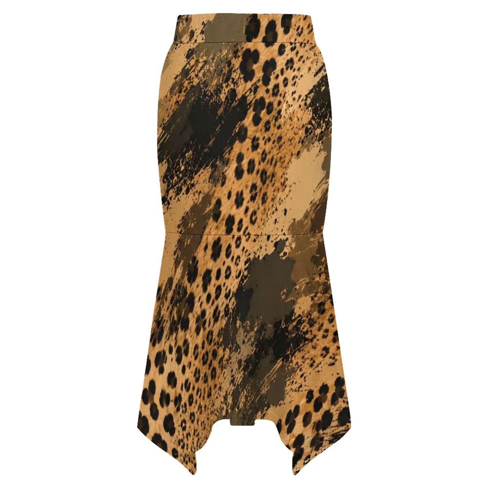 180gsm Irregular Hemmed Skirt(All-Over Printing) - Cheetah camouflage texture