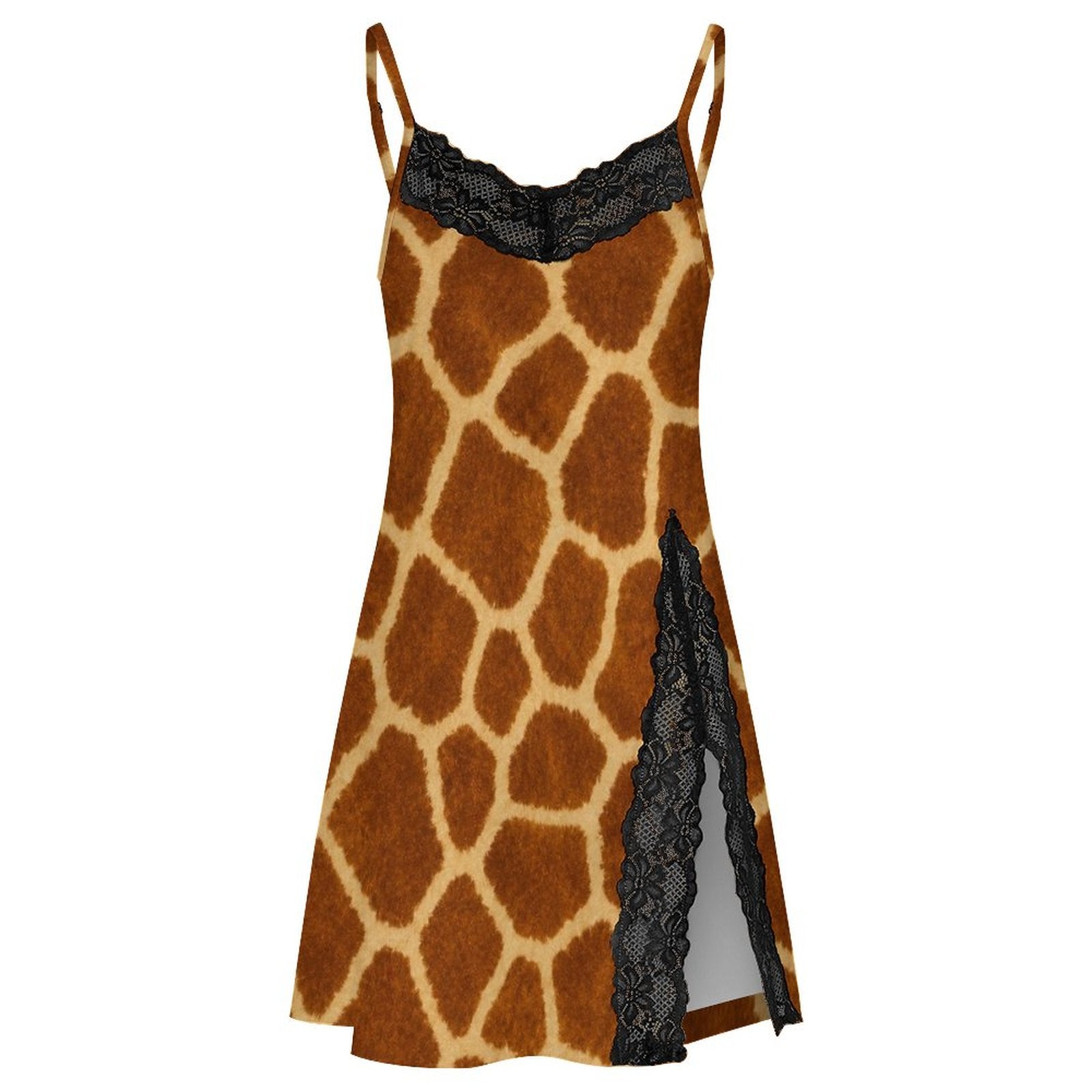 200gsm Lace Camisole Pajama Dress(All-Over Printing) - Giraffe Hide