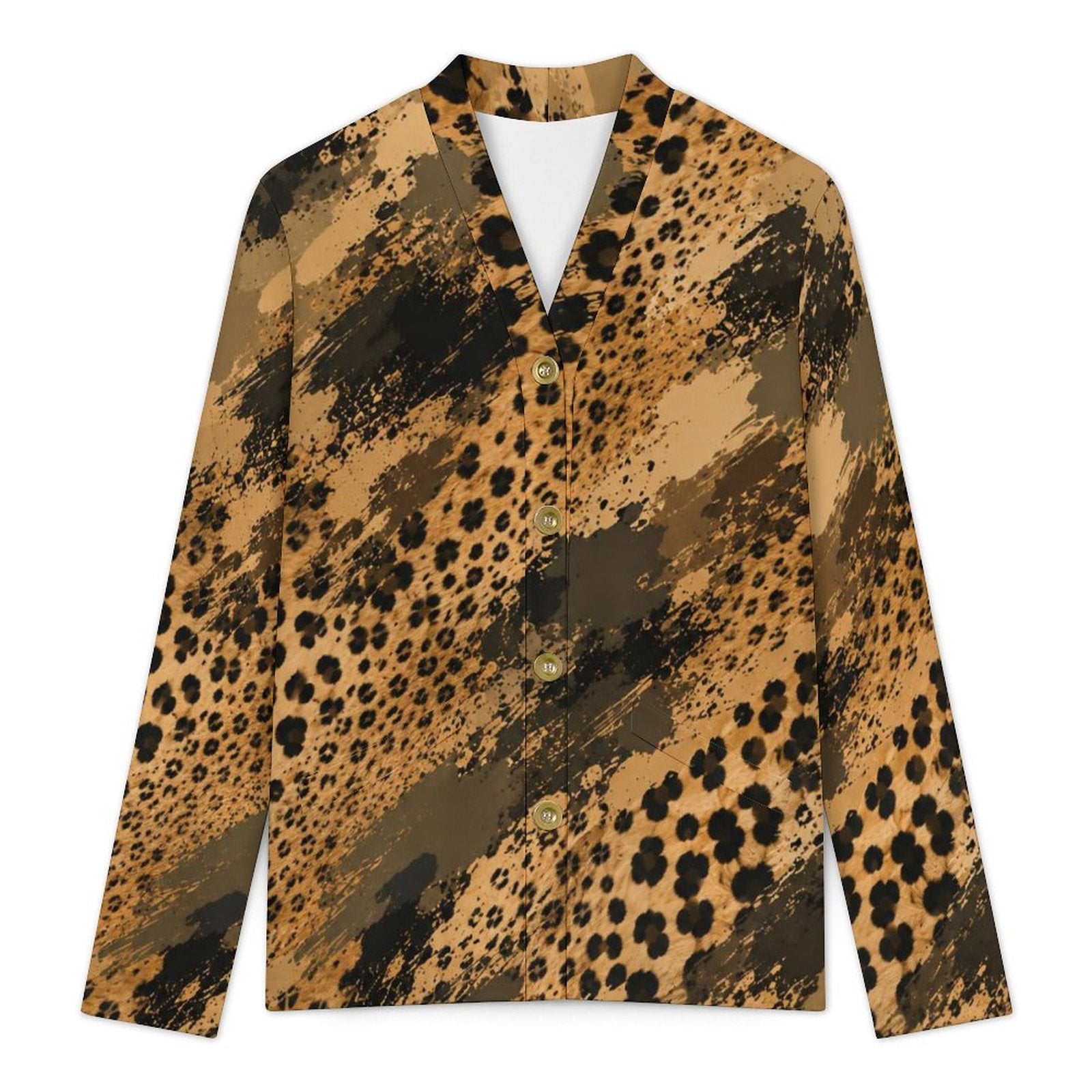 170gsm Women's Lightweight Cardigan(All-Over Printing) - Cheetah camouflage texture