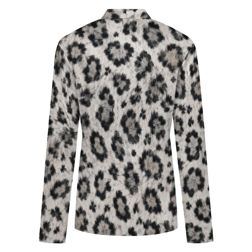 170gsm Women's Lightweight Cardigan(All-Over Printing) - Snow leopard